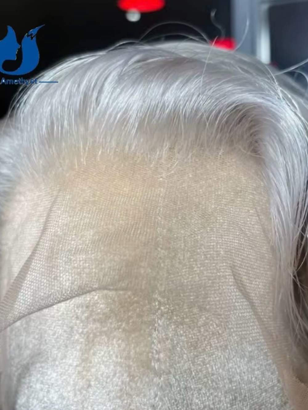 Silver White Lace Front Human Hair Wig - Natural  Hairline
